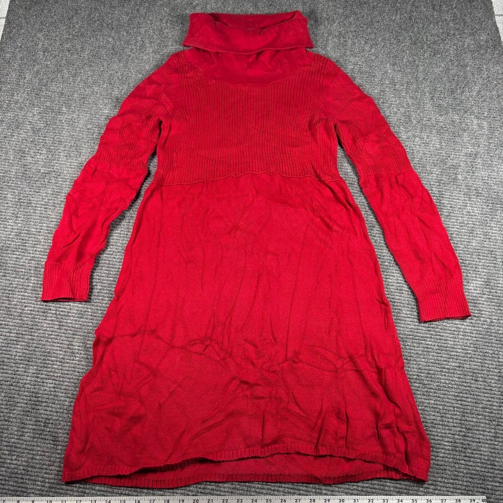 Decree Sweater Dress Womens XL Red Excellent Cowl Neck Ribbed Long Sleeve Knit